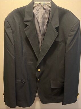 Men's Classic Black Blazer with Gold Buttons